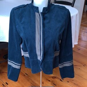 Sundance Deep Blue Utility Jacket with Gray Stripes coat